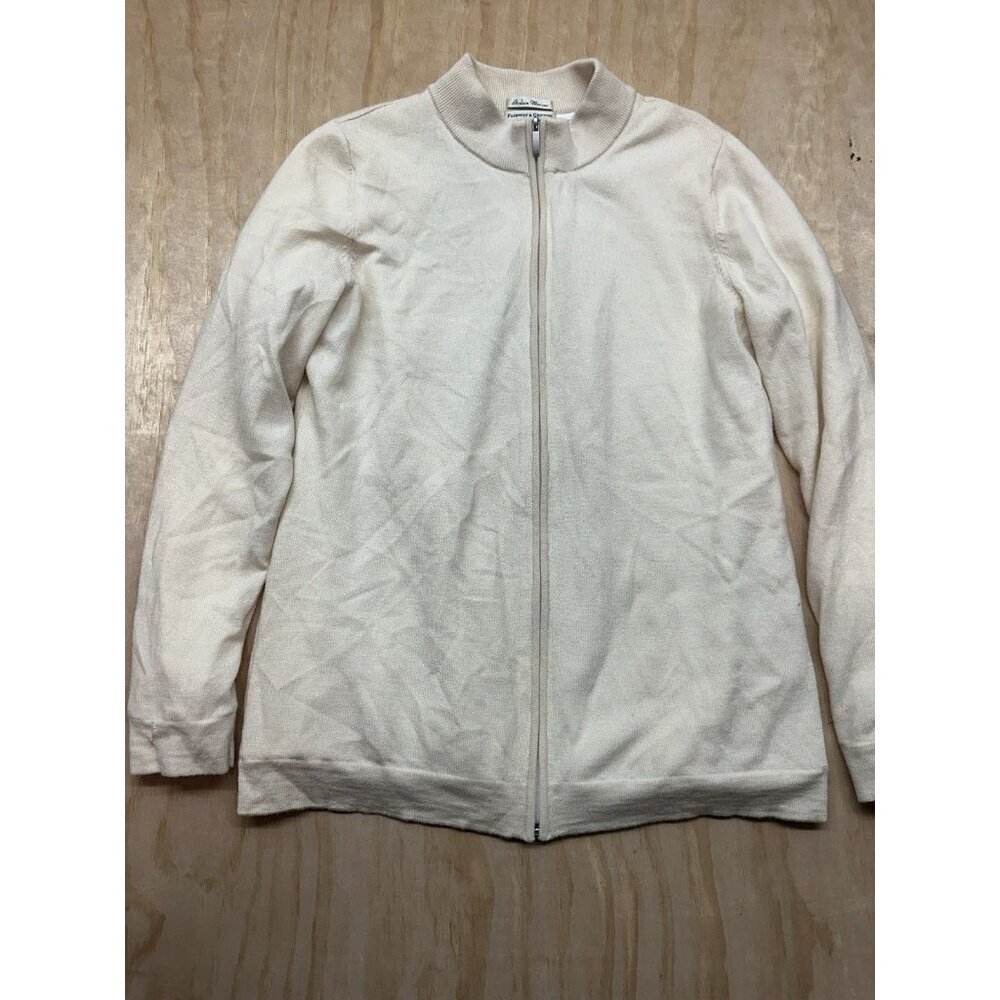Fairway & Greene Women’s‎ Full Zip Sweater Jacket Merino Wool Ivory XL Lined